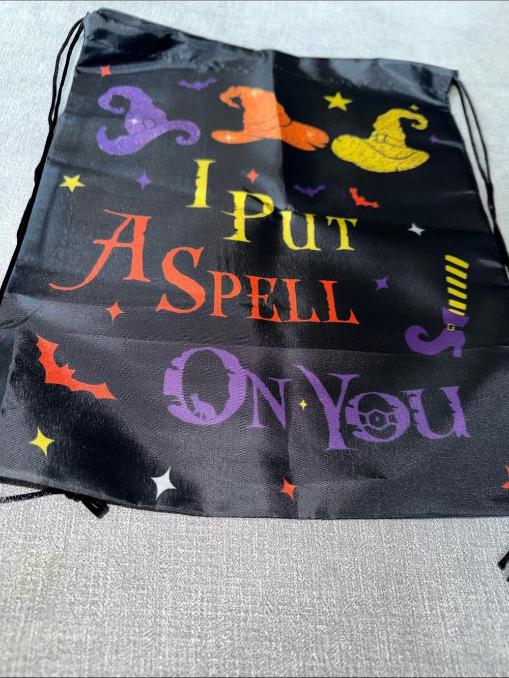 Hocus Pocus Black Halloween Drawstring Bag- 12 count